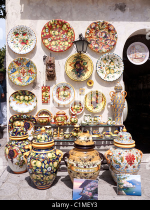 Ceramics on sale in Ravello In Campania Italy Stock Photo