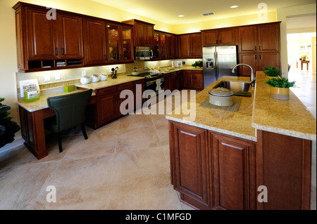 Interior spacious modern dining kitchen room of an upscale new home construction Tampa Florida