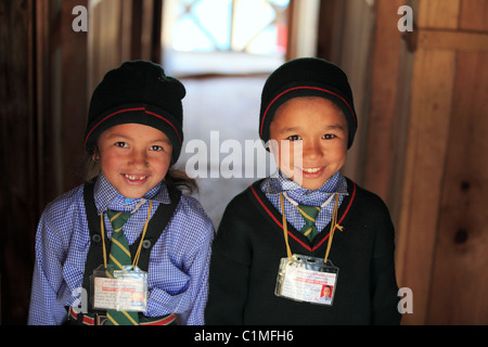 Nepali School kids in Nepal Himalaya Stock Photo