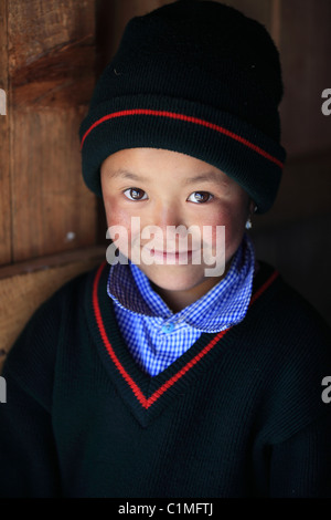 Nepali School kid in Nepal Himalaya Stock Photo