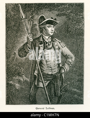 Old lithograph of General John Sullivan, American general in the Revolutionary War Stock Photo