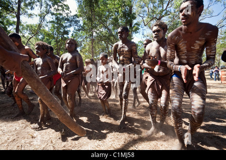 Indigenous dance troupe at the Laura Aboriginal Dance Festival. Laura, Queensland, Australia Stock Photo