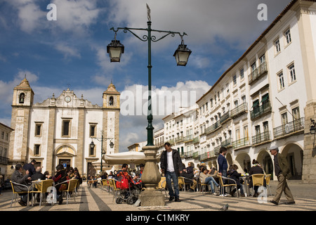 Giraldo Square aka Rossio, center of Evora, Portugal. Alentejo region Stock Photo