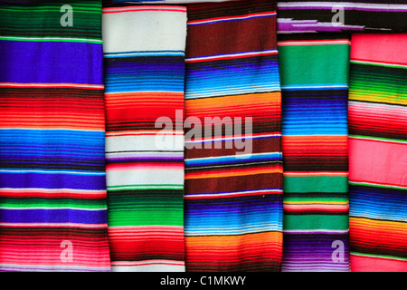 Mexican serape fabric colorful pattern texture background Stock Photo