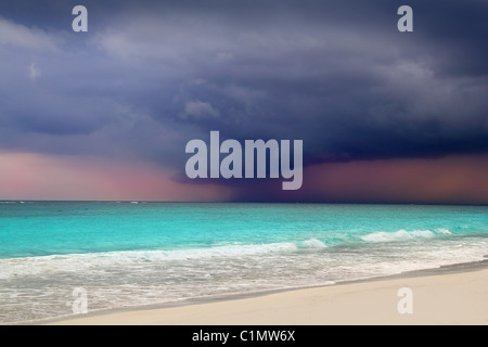 hurricane tropical storm beginning Caribbean sea dramatic sky Tulum Stock Photo