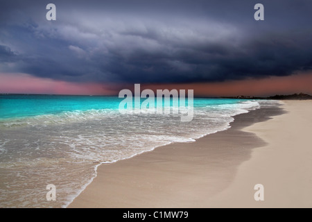 hurricane tropical storm beginning Caribbean sea dramatic sky Tulum Stock Photo