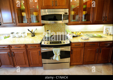 Interior spacious modern dining kitchen room of an upscale new home construction Tampa Florida Stock Photo
