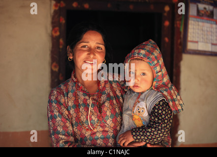 Nepali woman in the Himalaya Nepal Stock Photo