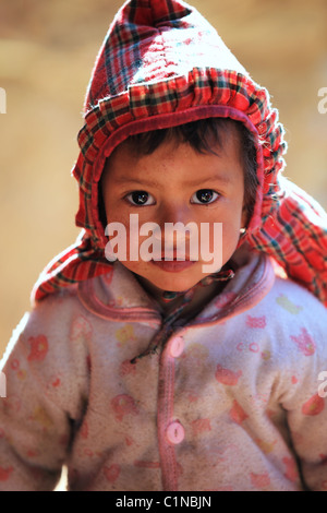 Nepali kid in Nepal Himalaya Stock Photo
