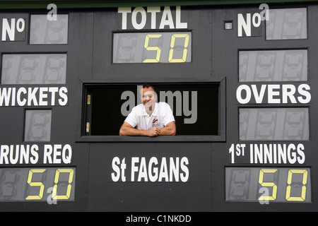 Michael Vaughan launches virgin media's 'Fifty50' Ashes-themed charity initiative at the St.Fagans Cricket Club in Cardiff Stock Photo