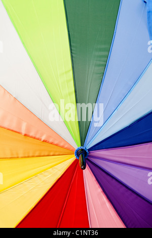 Underside of a colorful beach umbrella, useful as a background texture Stock Photo