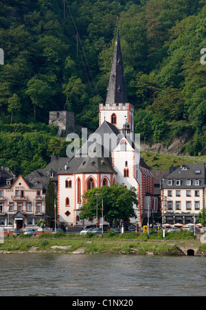 Sankt Goar, evangelische Stiftskirche Stock Photo