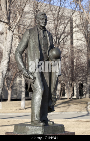 A bronze statue of the North Dakota, Democratic political leader John Burke located in Bismarck, North Dakota Stock Photo