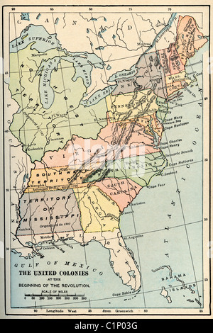 Original old map of eastern United States from 1884 geography Stock ...