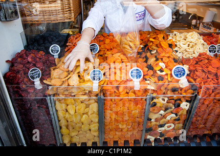 Dried Fruit in Store, Russ & Daughters, New York City.  Lower East Side Stock Photo