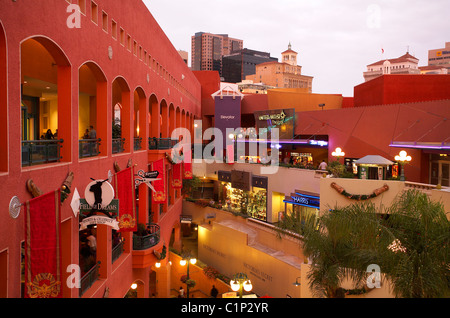 United States, California, San Diego, Horton Plaza, open-air shopping mall in downtown, mixture of local architectural styles Stock Photo