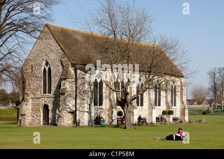 Priory park in Chichester city centre and the Guildhall Stock Photo