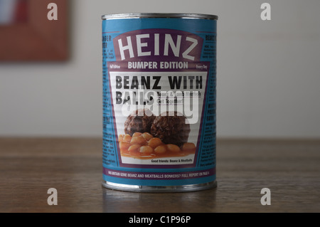 Tinned food on an oak wood table Stock Photo