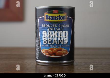 Tinned food on an oak wood table Stock Photo