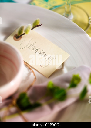 Close-up of table setting with name on it Stock Photo