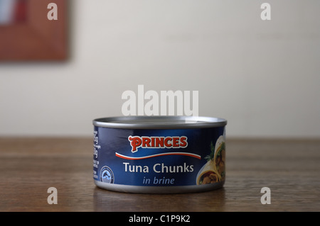 Tinned food on an oak wood table Stock Photo