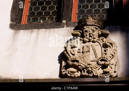 Germany, Burg Eltz, coat of arms on castle facade Stock Photo