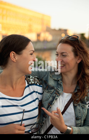 Two women laughing, close-up Stock Photo