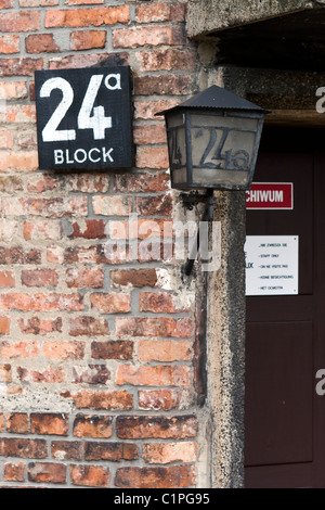 Prison block 24a at Auschwitz-Birkenau concentration camp, Poland. Stock Photo