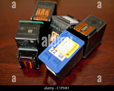 Recycled printer ink cartridges. Stock Photo