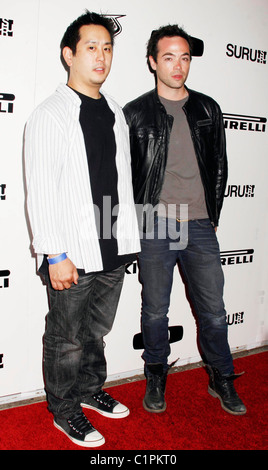 Hosts Joseph Hahn of 'Linkin Park' and John Hensley of 'Nip/Tuck' Riders For Health Benefit Event held at SURU on Melrose Stock Photo