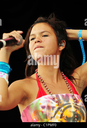 Liliana Saumet of Bomba Estereo performing at the Latin Alternative Music Conference in Central Park New York City, USA - Stock Photo