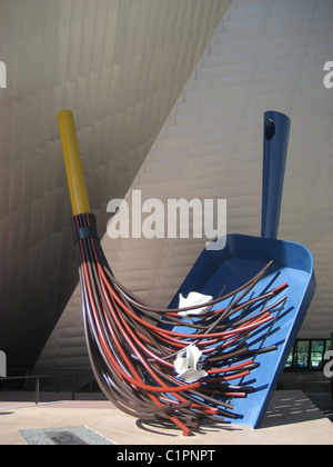 Giant dushpan brush exhibit outside Denver Art Museum, USA. Stock Photo