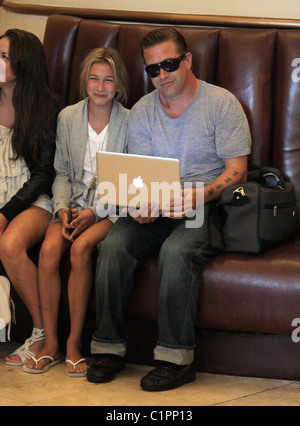 Stephen Baldwin sits in a movie theater with his daughter before watching a film Los Angeles, California - 20.07.09 Stock Photo