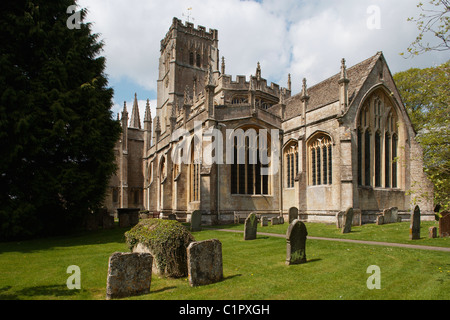 England, Cotswolds, Northleach, church of St. Peter and St. Paul seen from graveyard Stock Photo
