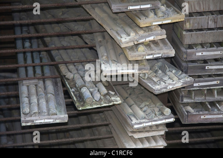 Abandoned trays of core samples Stock Photo