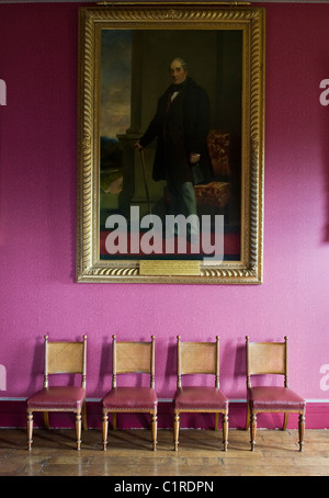 The grand dining room with silk moire wallpaper at the Judge's Lodging, Presteigne, Powys, an award winning museum of Victorian life Stock Photo