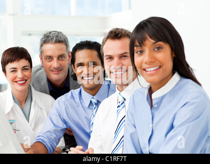 Portrait of ambitious business team at work Stock Photo