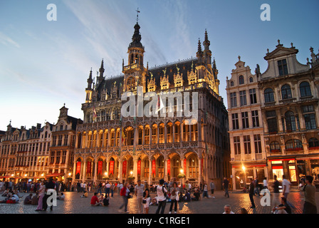 The town hall in the Grand-Place (Central Square) Brussels. Stock Photo