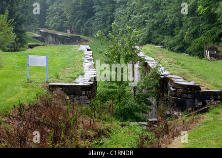 Abandoned locks on the Miami and Erie Canal near Lockington, Ohio. Stock Photo