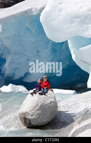 children at Nigardsbreen Stock Photo