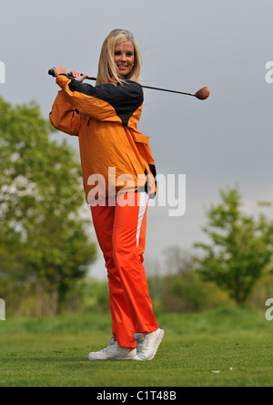 One of the Hooters girls on a golf day held at Catgrove golf Club Stock ...