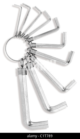 a set of allen, hex keys isolated on a white background with clipping path Stock Photo