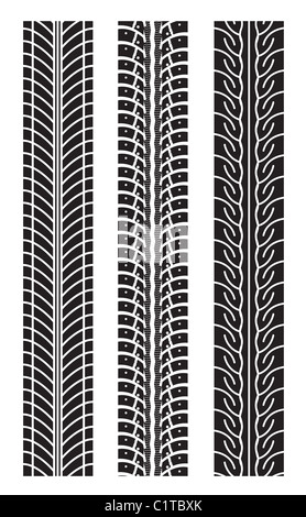 repeating tire tracks vector illustration set on white Stock Photo