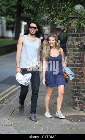 Russell Brand and his wife Laura leaving Gracias Madre in West Hollywood,  California. Featuring: Russell Brand, Laura Gallacher, Laura Brand Where:  West Hollywood, California, United States When: 07 Jan 2018 Credit: WENN.com