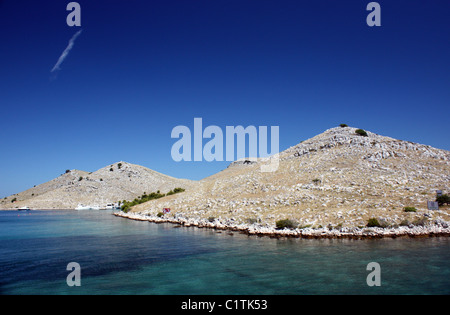 Beautiful limestone conical islands of the Kornati National Marine Park in Dalmatia Croatia Stock Photo