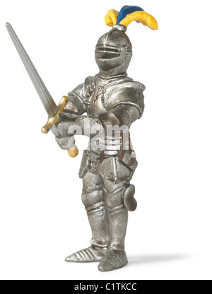 medieval knight in shining armor isolated on white with clipping path