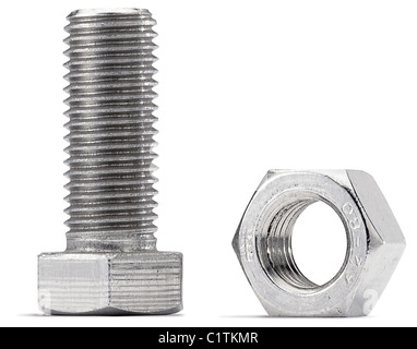 nuts and bolts on a white background with clipping path Stock Photo