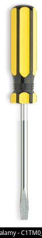 a black and yellow diy slotted screwdriver tool isolated on a white background Stock Photo