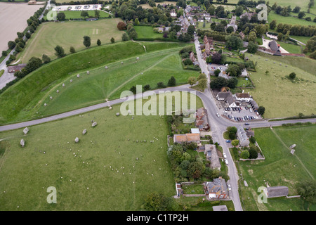Aerial view of Avebury stone circle & village Stock Photo