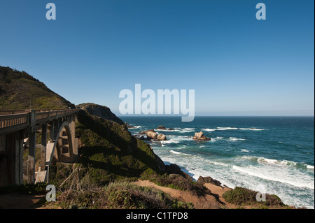 Big Sur, California. Rocky Creek Bridge along coastal highway USA.. Stock Photo